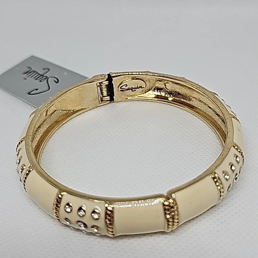 NWT Sequin Cream and Rhinestones Bangle Spring Bracelet